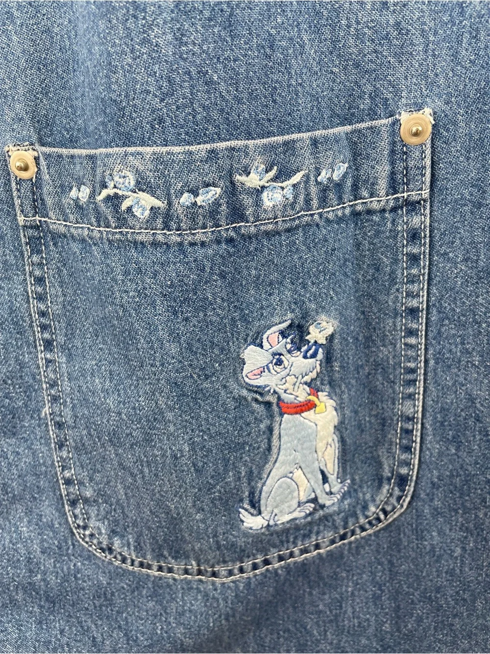 Disney Denim Pinafore Jumper Dress with Lady and Tramp Pockets - Blue - Picture 6 of 12